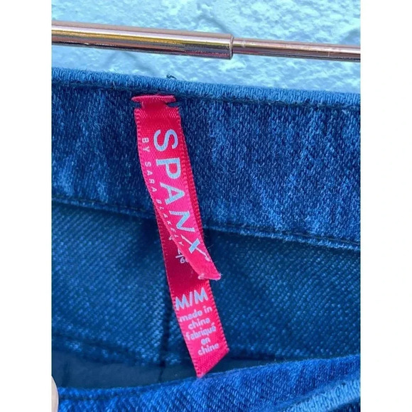 SPANX Womens Pull On High Rise Elastic Waist Skinny Leggings Jeans Blue Sz M - Picture 12 of 13